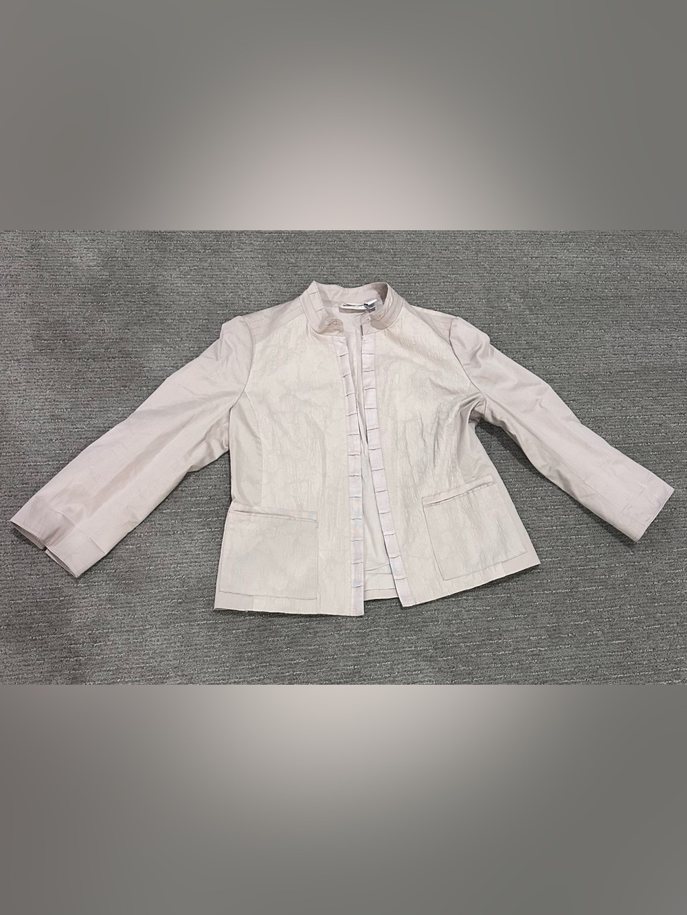 Chico's Beige Collarless Blazer